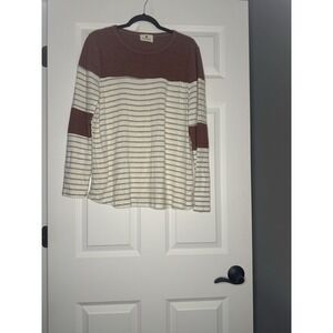 Betseys Boutique Shop Casual Stripe Color Block Long Sleeve Top  Xl